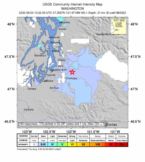 Community Internet Intensity Map for the Black Diamond, Washington 3.06m Earthquake, Thursday Aug. 04 2022, 6:22:39 AM